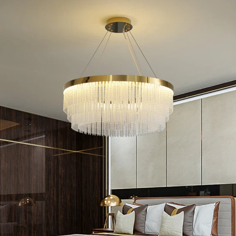 Afralia™ Crystal Luxury Hanging Ceiling Lamps LED Chandelier for Living Room Decor