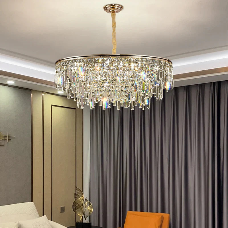 Afralia™ Crystal LED Chandelier for Living Room, Dining & Bedroom - High-end Luxury Lighting