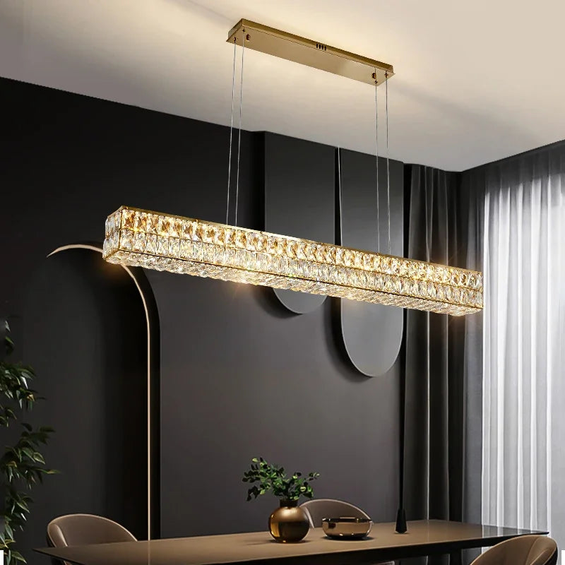 Afralia™ Crystal Steel LED Pendant Light | Modern Dining Room Hanging Lamp