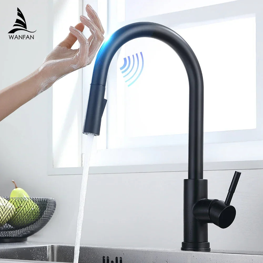 Afralia™ Smart Touch Kitchen Faucet Sensor Water Mixer Sink Tap Rotate Mixer