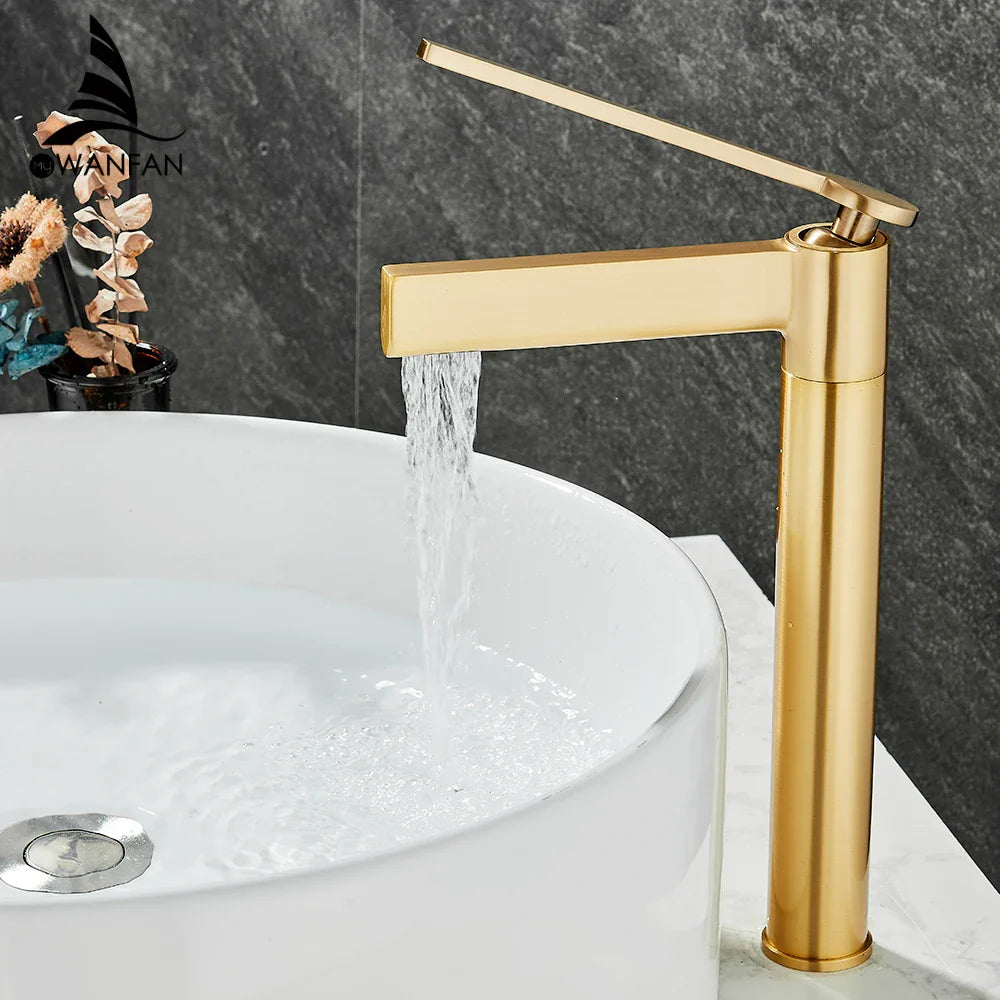 Afralia™ Brass Deck Mounted Basin Faucet Single Handle Hot Cold Mixer for Bathroom Sink