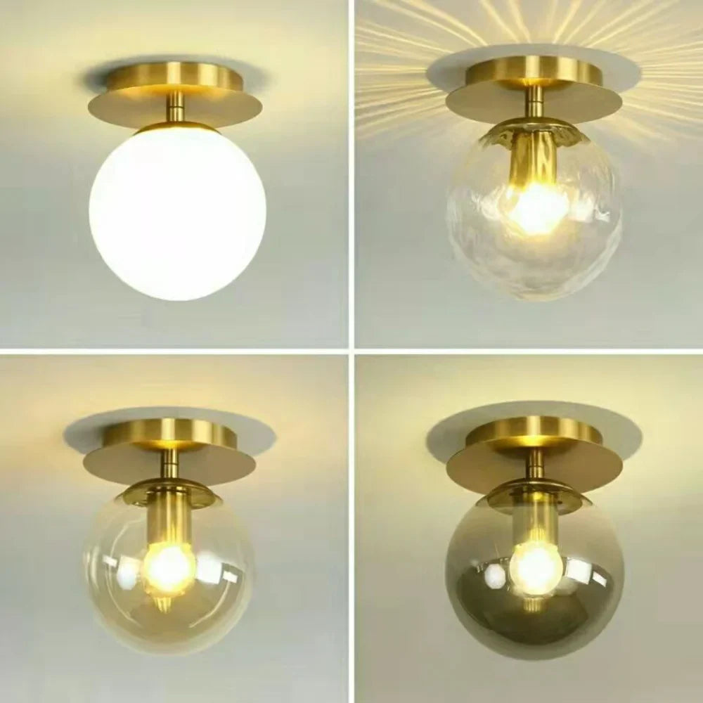 Afralia™ Gold Ball Glass Ceiling Lamp: Modern Nordic Living Room Lights for Loft Decor