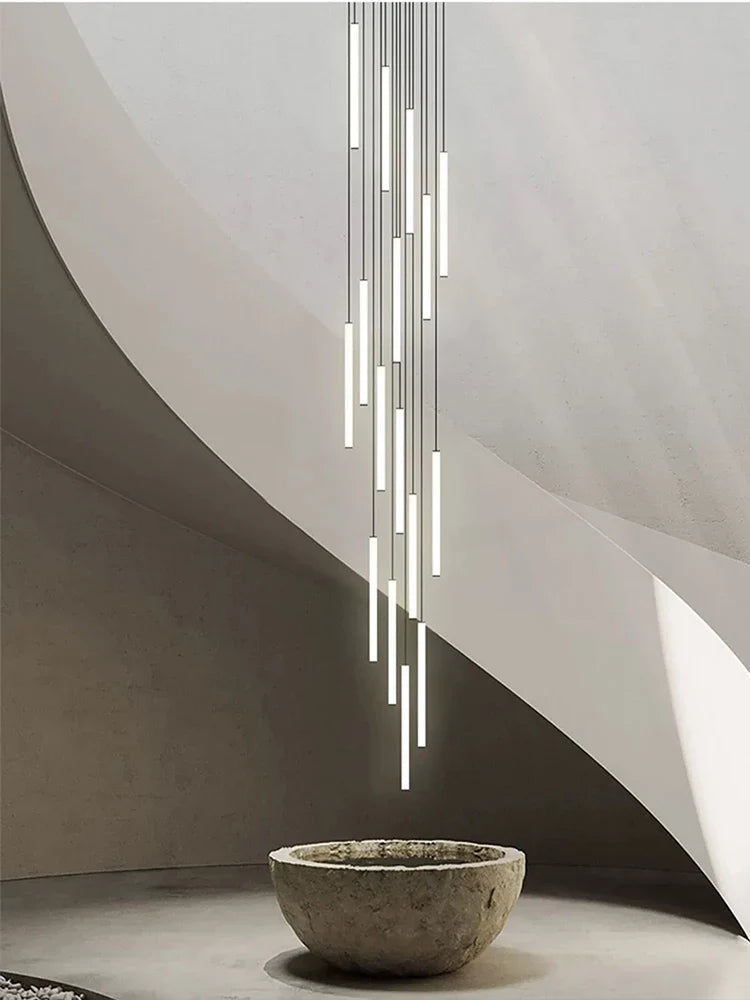 Afralia™ Loft Black Chandelier: Acrylic Villa Ceiling Lamp for Living Room & Staircase
