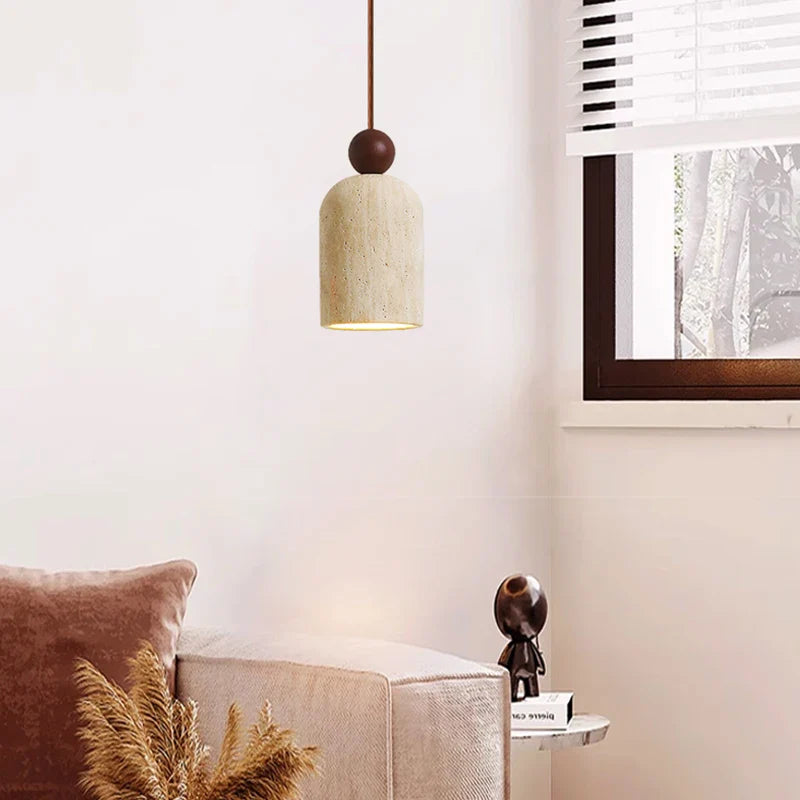 Afralia™ Vintage LED Pendant Lamp Yellow Travertine Kitchen Living Room Bedroom Décor