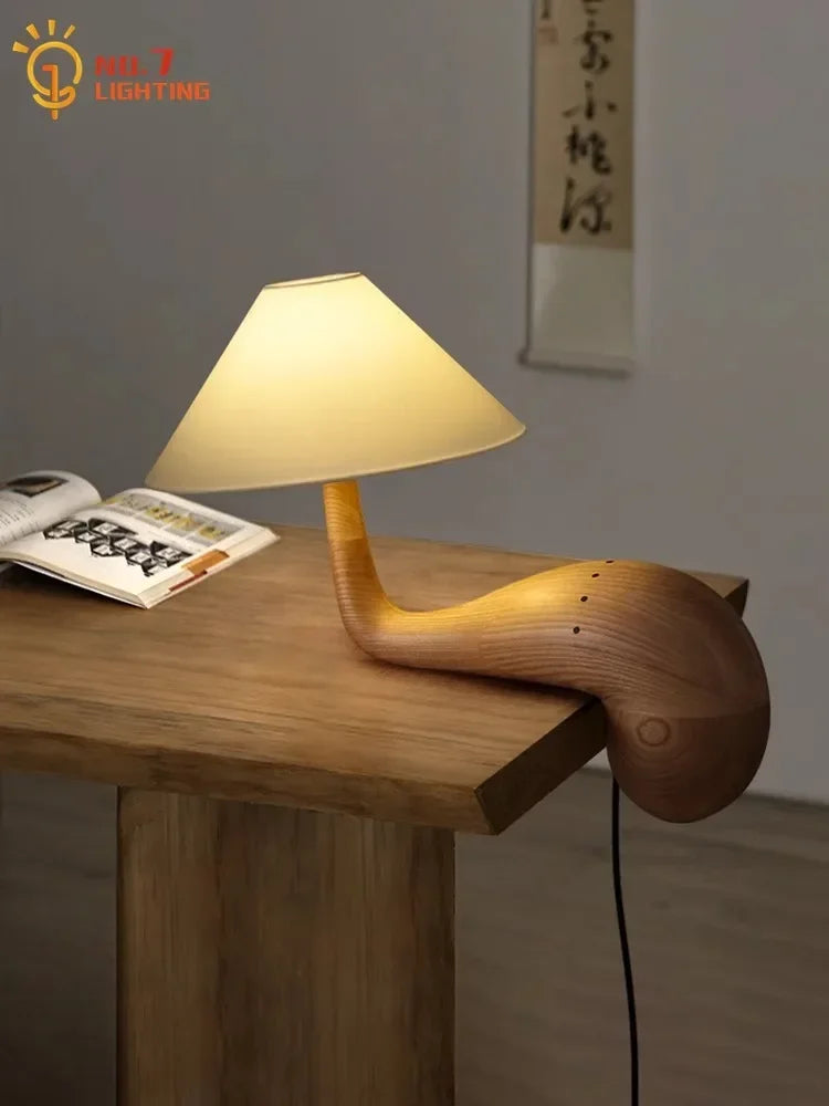 Afralia™ Solid Wood Table Lamp LED E27 Minimalist Zen Art Decor for Tea Room & Study