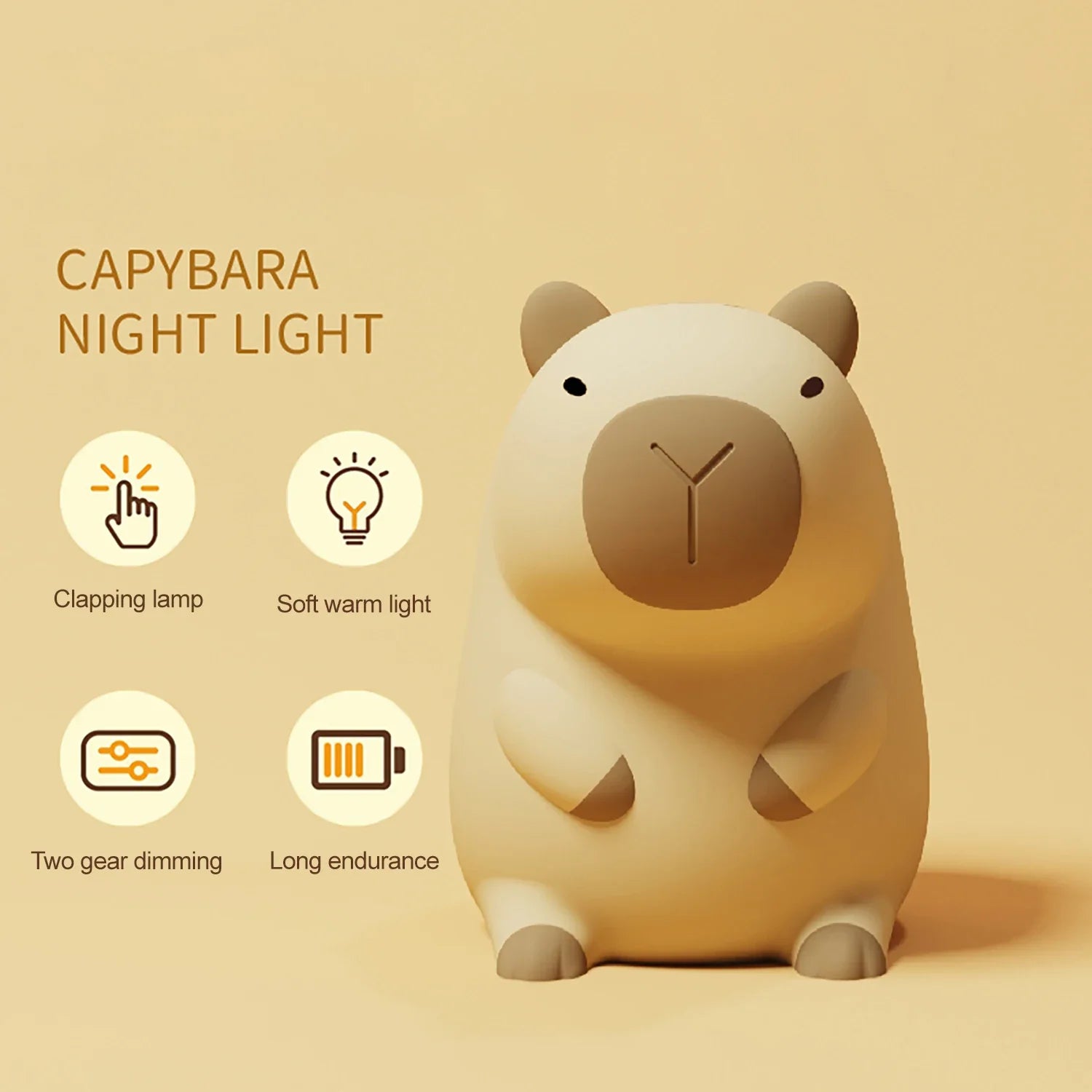 Afralia™ Capybara Silicone Night Light | Rechargeable, Adjustable Brightness, Timer, Cute Animal Design