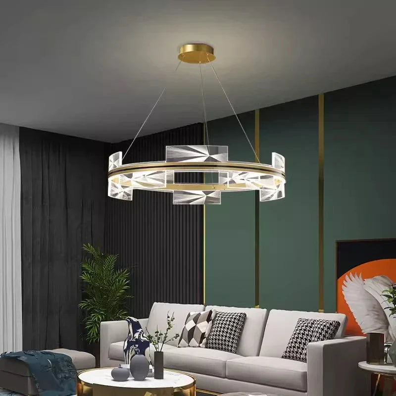 Afralia™ Gold Aluminum Plating LED Pendant Lights for Home Decor