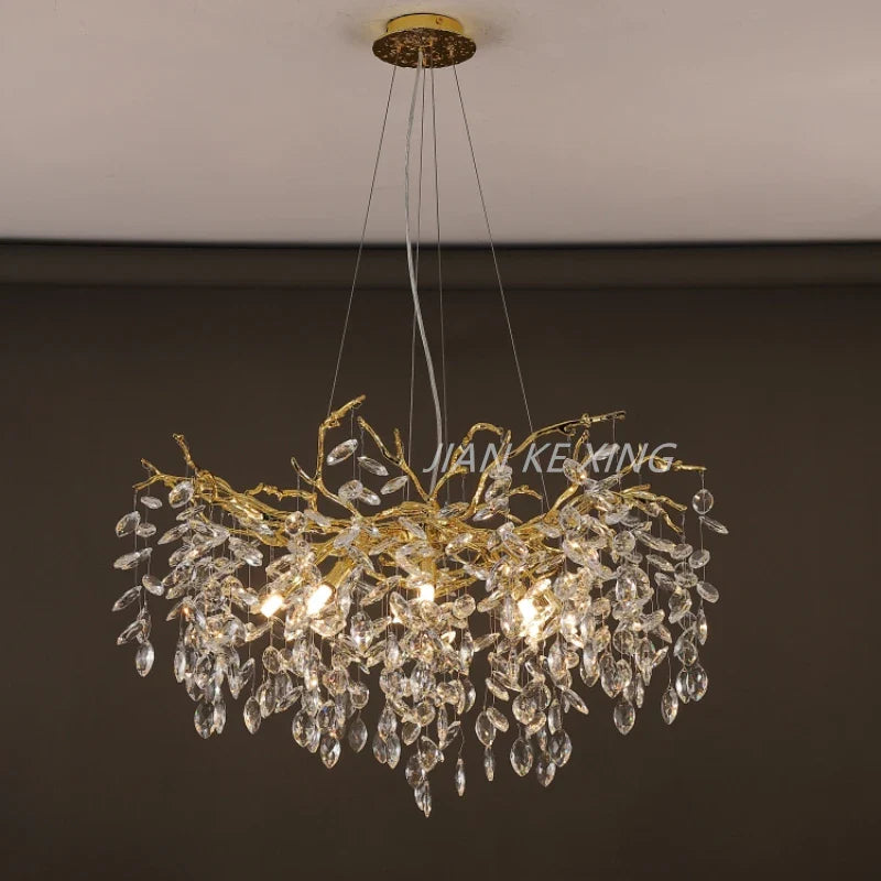 Afralia™ Nano Crystal Chandelier Horse Eye Pendant LED Lighting for Luxury Living Room & Hall