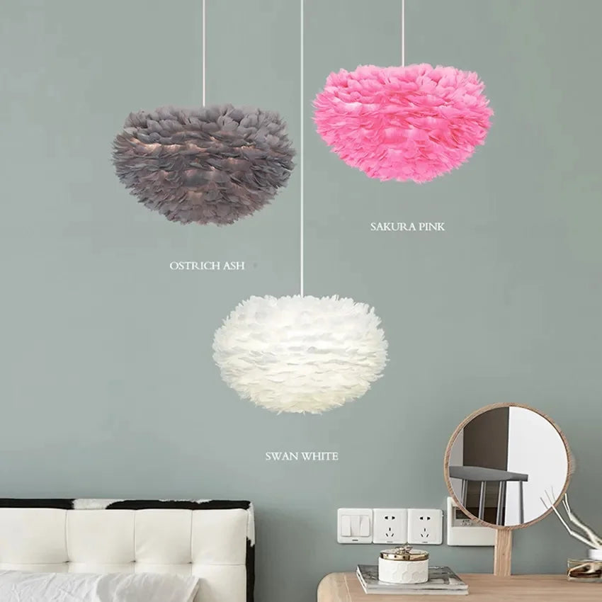 Afralia™ Feather Pendant Light Chandelier for Bedroom Living Room Dining Children's Room