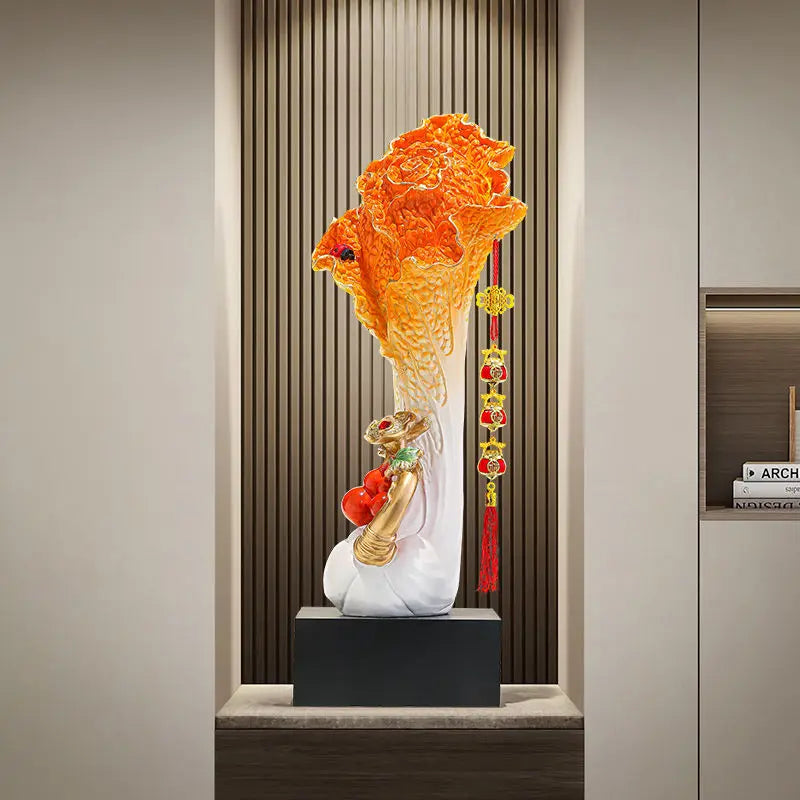Afralia™ Cabbage Ornament: New Chinese Style Boss Office Decoration for Desktop or Wine Cabinet