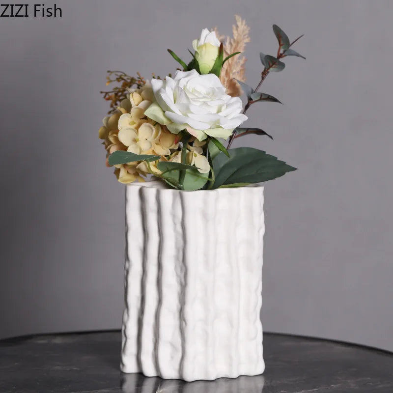 Afralia™ Glacial Ceramic Vase: Hydroponic Flower Pots, Desk Decoration, Room Aesthetic Decor