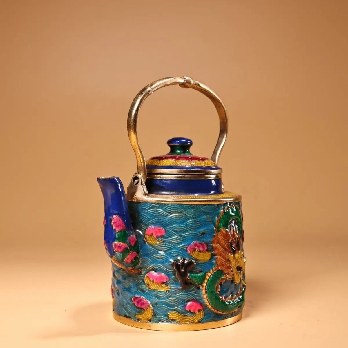 Afralia™ Dragon Cloisonné Enamel Pan: Hand-painted and Gilded Copper, Chinese Style