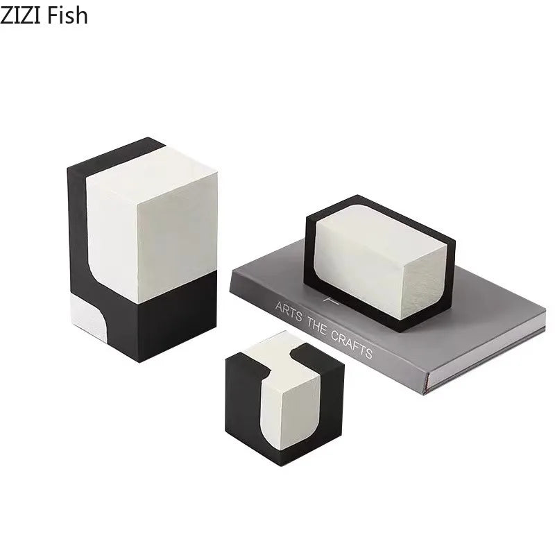 Afralia™ Square Block Resin Sculpture Desk Decor Modern Art Ornament Aesthetic Cube Block