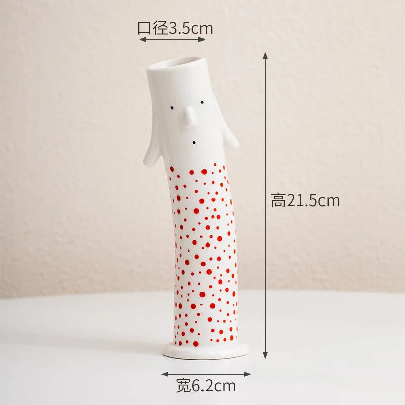 Afralia™ Ceramic Vase Coral Duct Family Home Decor Floral Arrangement Handmade Clay Art