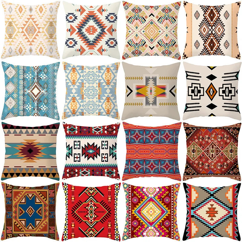 Afralia™ Ethnic Bohemian Geometric Pillow Cover for Colorful Homestay Decor