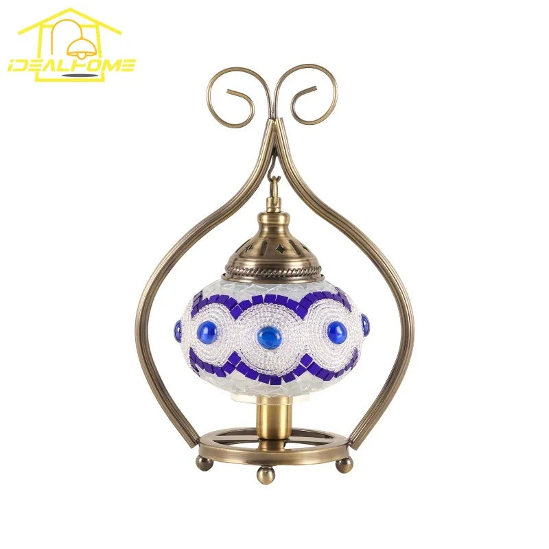 Afralia™ Mosaic Glass Table Lamp LED E14 Desk Lights for Home and Hospitality