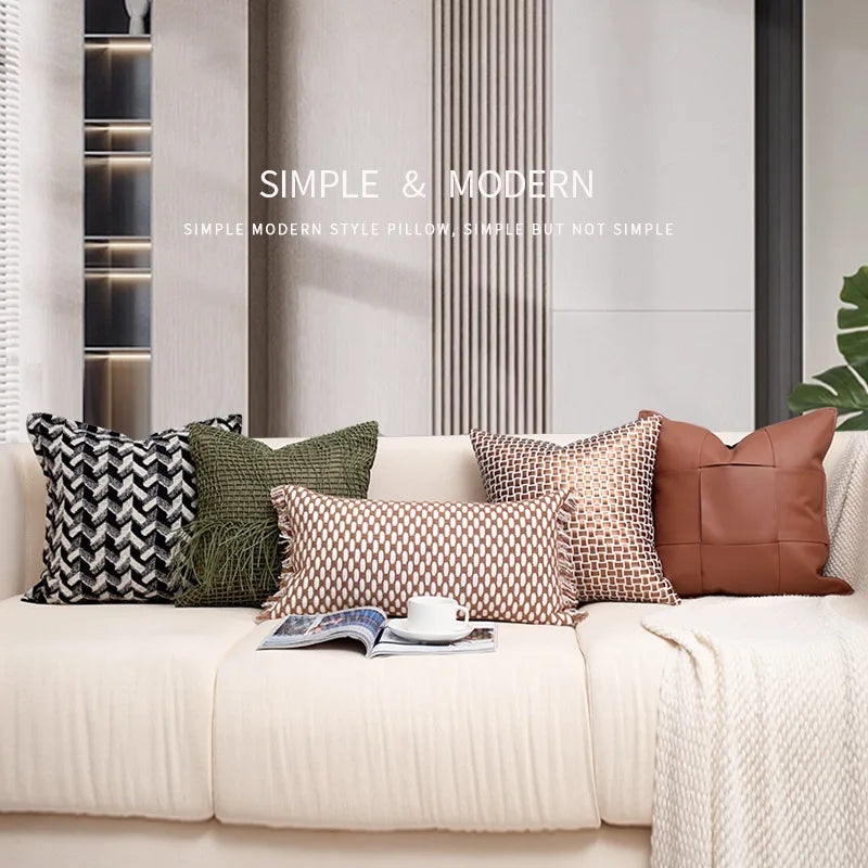 Afralia™ Geometric Pattern Soft Cushion Cover for Light Luxury Style Home Living Room