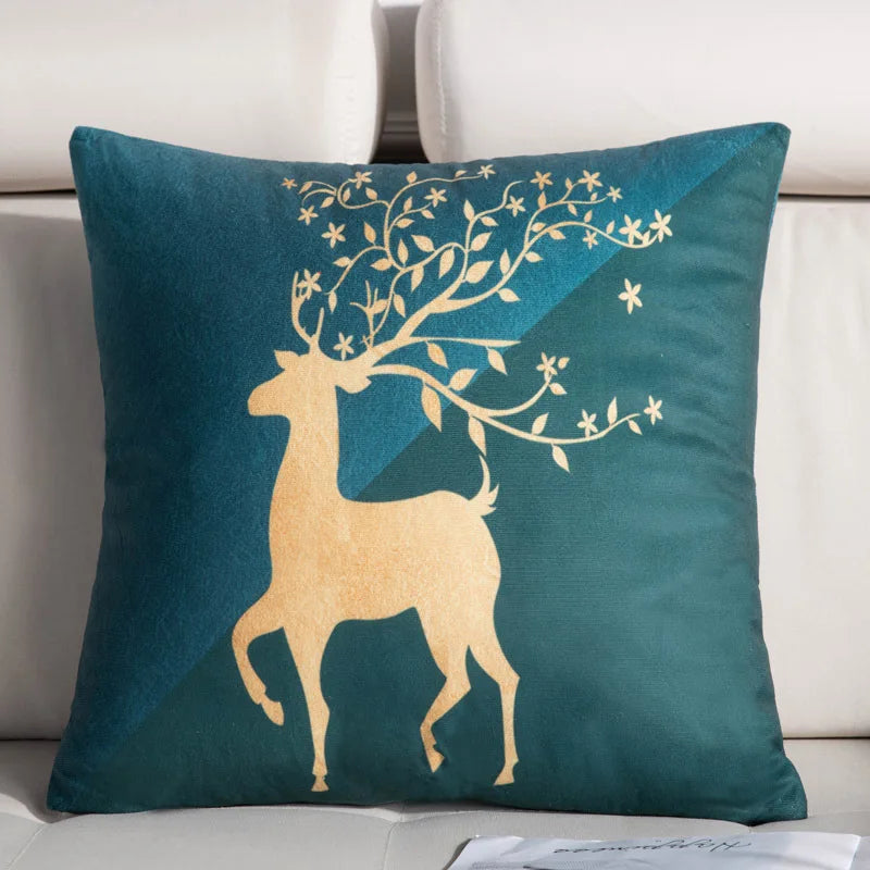 Afralia™ Nordic Deer Butterfly Geometric Pillow Cover for Modern Living Room Decor