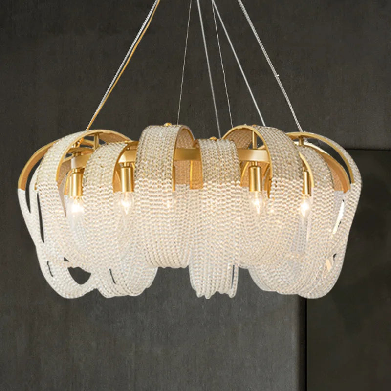 Afralia™ Tassel Crystal Chandelier: High-end LED Lighting for Dining Room & Bedroom