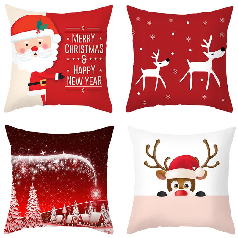 Afralia™ Christmas Santa Elk Pillowcase 45x45cm for Sofa Chair Decor