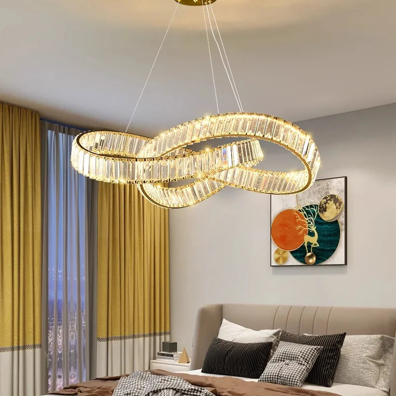 Afralia™ Crystal Chandelier Pendant Lamp for Modern Living Room & Dining Room Lighting