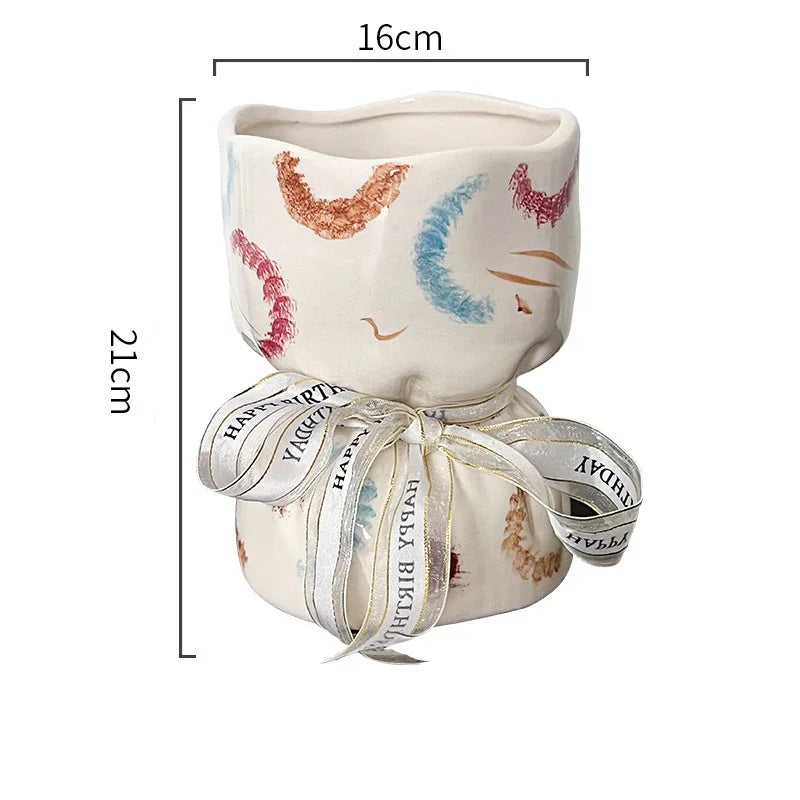 Afralia™ Ceramic Bouquet Vase Desk Decoration Room Aesthetic Decor