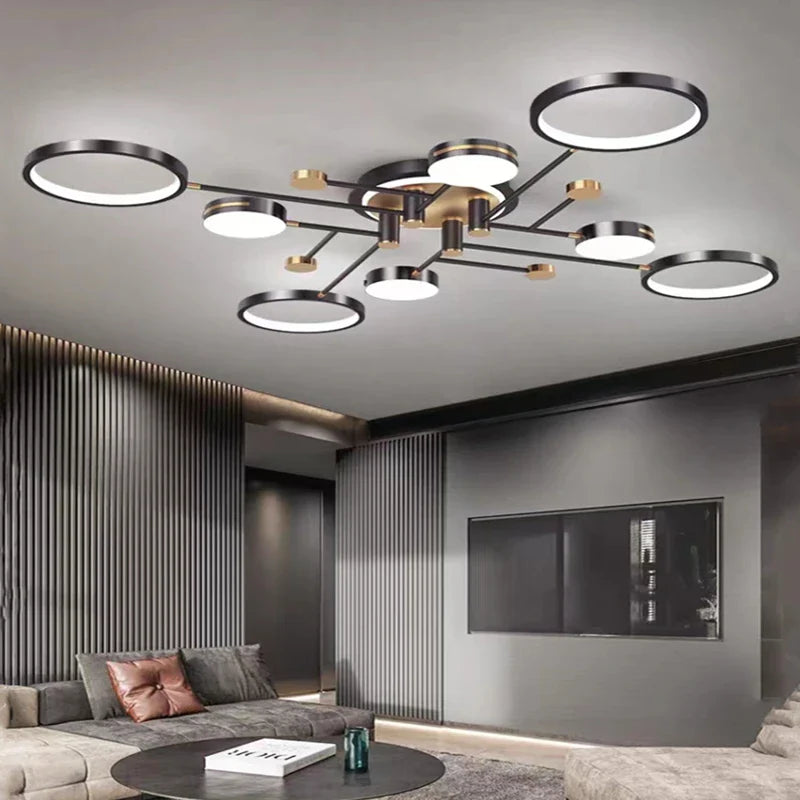 Afralia™ Gold/Black Pendant Light Chandelier for Living Room Dining Bedroom - Modern Nordic Ceiling Lamps