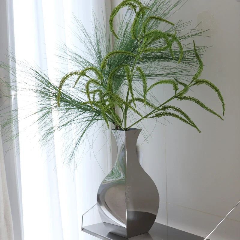 Afralia™ Silver Stainless Steel Mirror Vase for Elegant Flower Arrangements and Home Decor