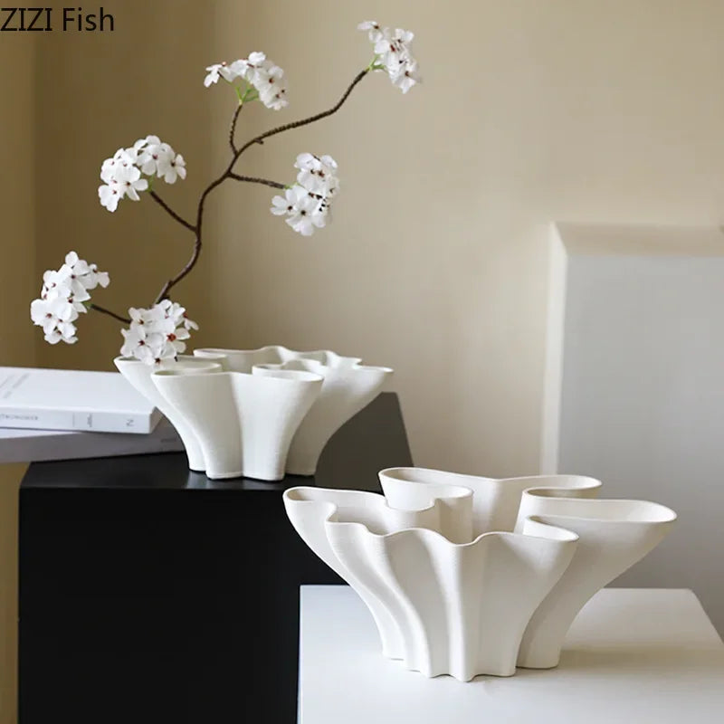 Afralia™ Ceramic Vase Hydroponics Flower Pot Desk Decoration Modern Crafts Room Aesthetic Decor