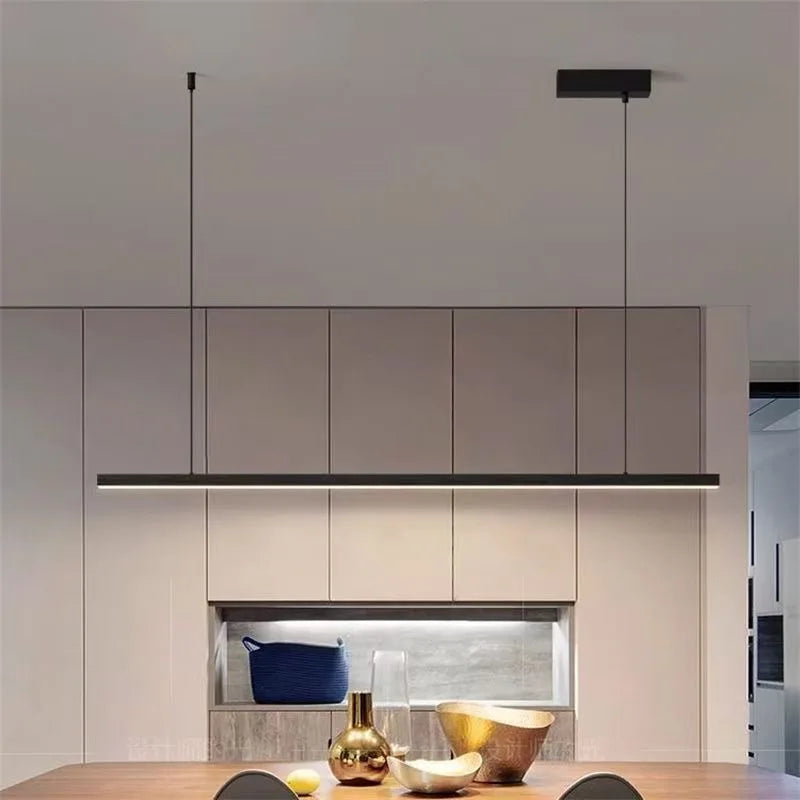 Afralia™ Linear Pendant Light: Modern LED Chandelier for Dining Table, Bar, Office
