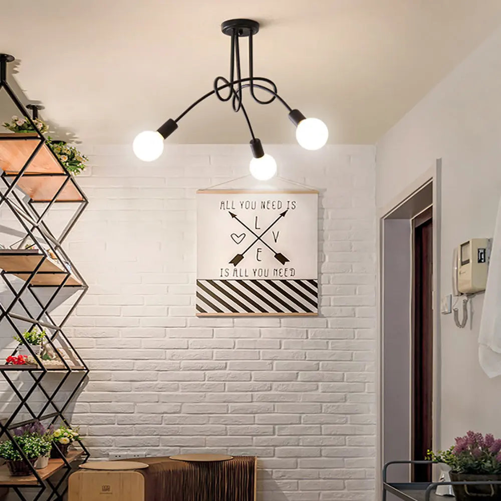 Afralia™ Nordic Wrought Iron Sputnik Ceiling Light Chandelier for Home Decor