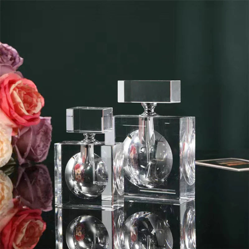 Afralia™ Crystal Perfume Bottles: Elegant Transparent Square Storage Tank for Home Decor