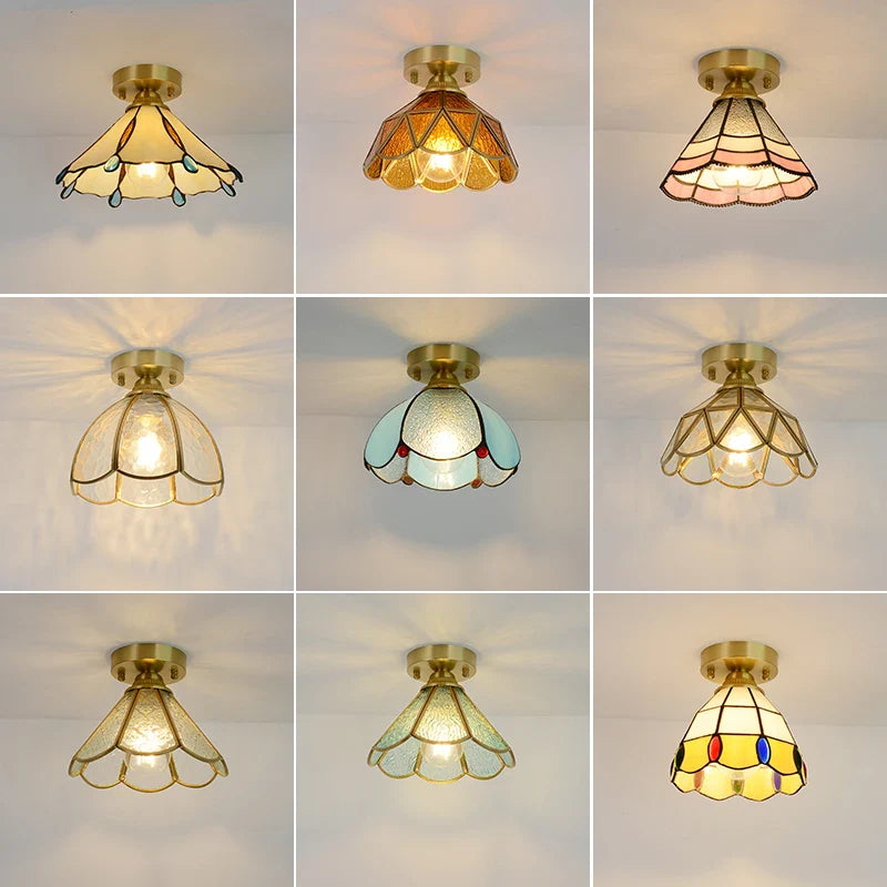 Afralia™ Glass Copper LED Ceiling Light - Nordic Home Lighting Fixture