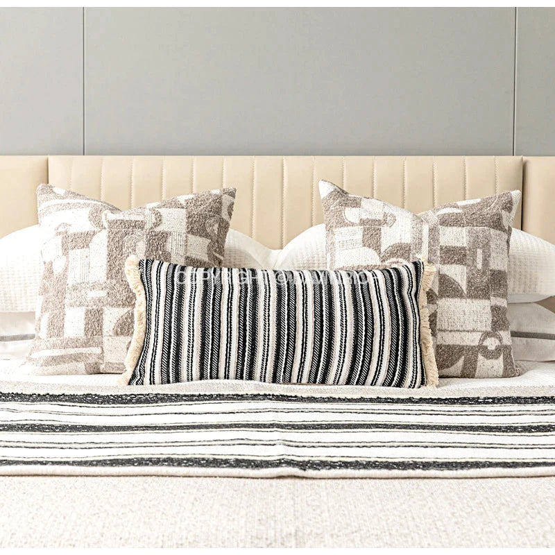 Afralia™ Woven Jacquard Geometry Throw Pillow Cover 50x50cm