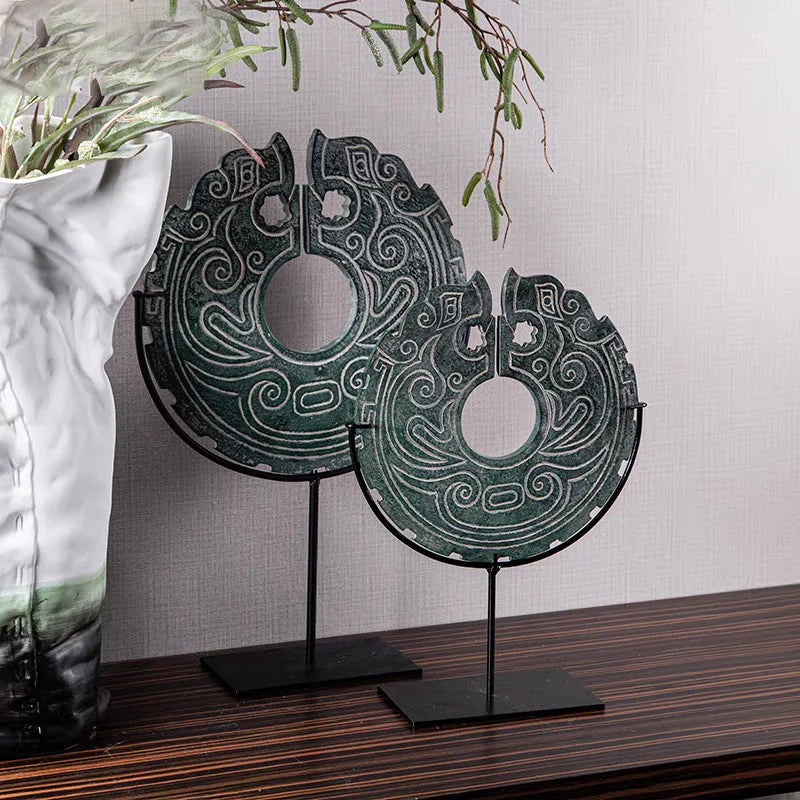 Afralia™ Geometric Totem Resin Statue | Chinese Retro Home Decor Accessory