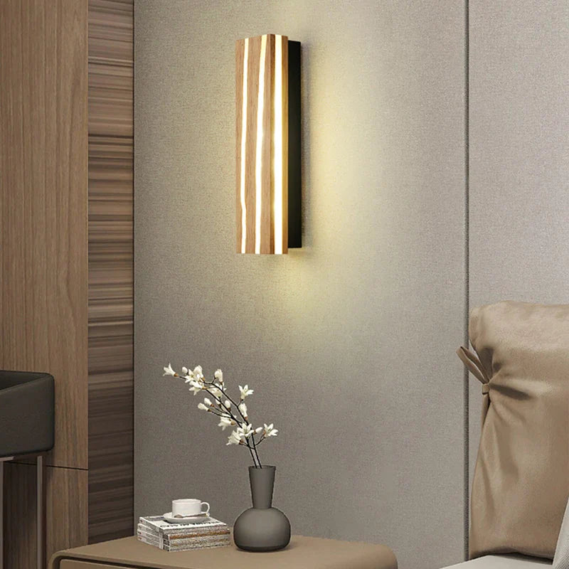 Afralia™ Nordic Wooden LED Wall Sconce for Bedroom Living Room Bathroom Lighting