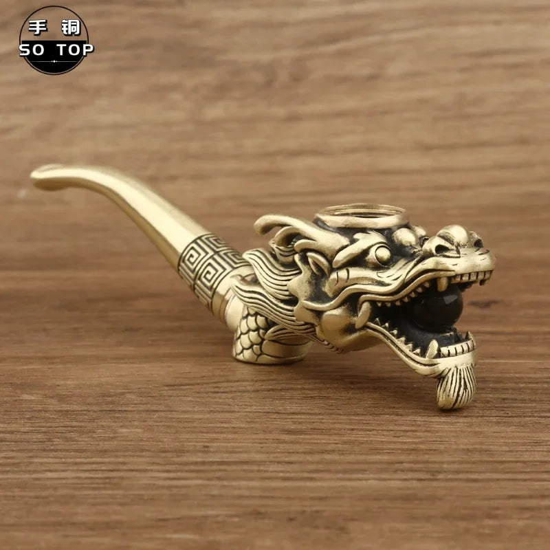 Afralia™ Chinese Dragon Copper Filter Pipe: Unique Handmade Men's Smoking Accessory Gift