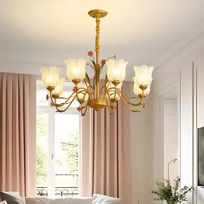 Afralia™ French Romance Flower Chandelier LED Hanging Light for Home Decor