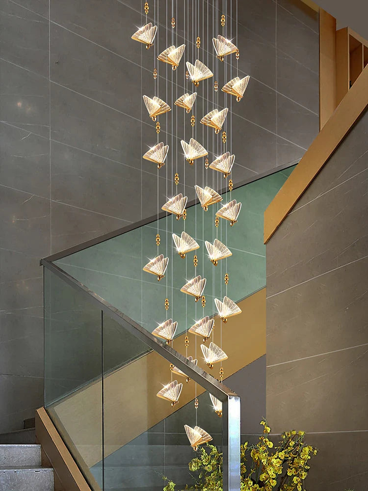 Afralia™ Butterfly Acrylic Chandelier Modern Ceiling Light Pendant Lamp for Living Room