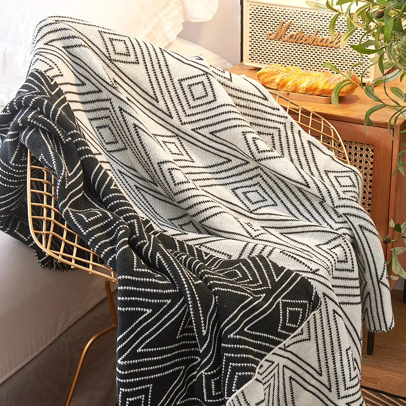Afralia™ Grey Knitted Woolen Blanket: Nordic Style, Comfortable & Versatile Summer Sofa Throw