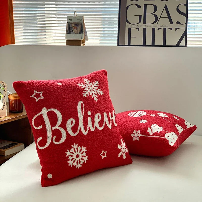 Afralia™ Christmas Cartoon Embroidered Pillow Covers for Festive Sofa Decor