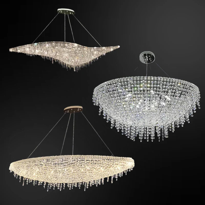 Afralia™ Chrome Crystal LED Ceiling Chandelier for Luxe Dining Room