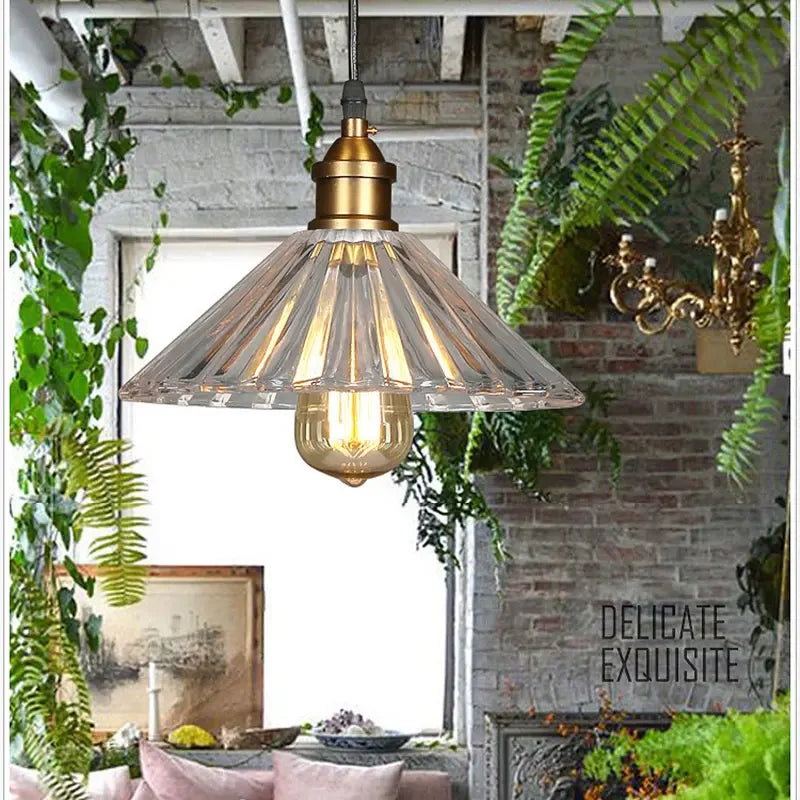 Afralia™ Clear Stripe Vintage Glass Hanging Light - Luxury Crystal Chandelier for Loft Dining Decor