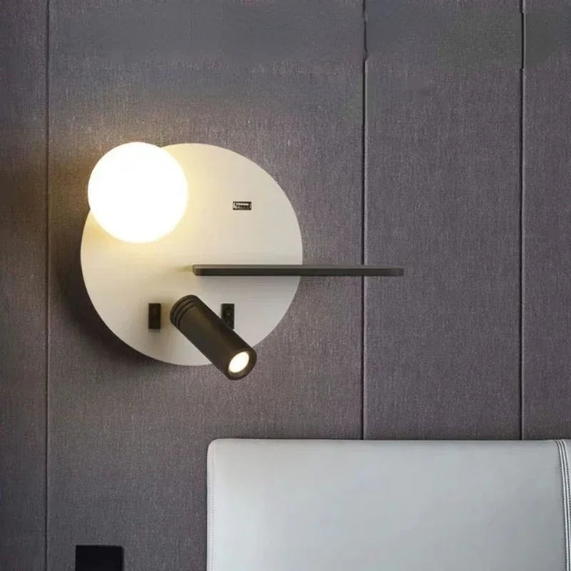 Afralia™ LED Reading Wall Lamp with USB Charging, Storage, and Nordic Design