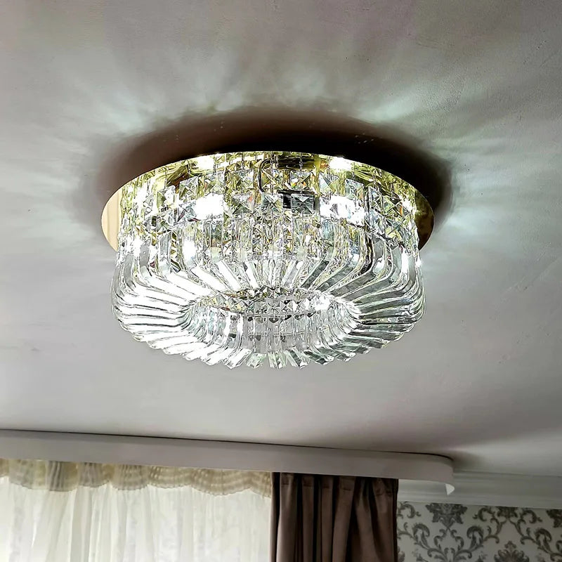 Afralia™ Crystal Glass Round Ceiling Chandelier: Luxury Modern LED Indoor Lighting for Home Decor