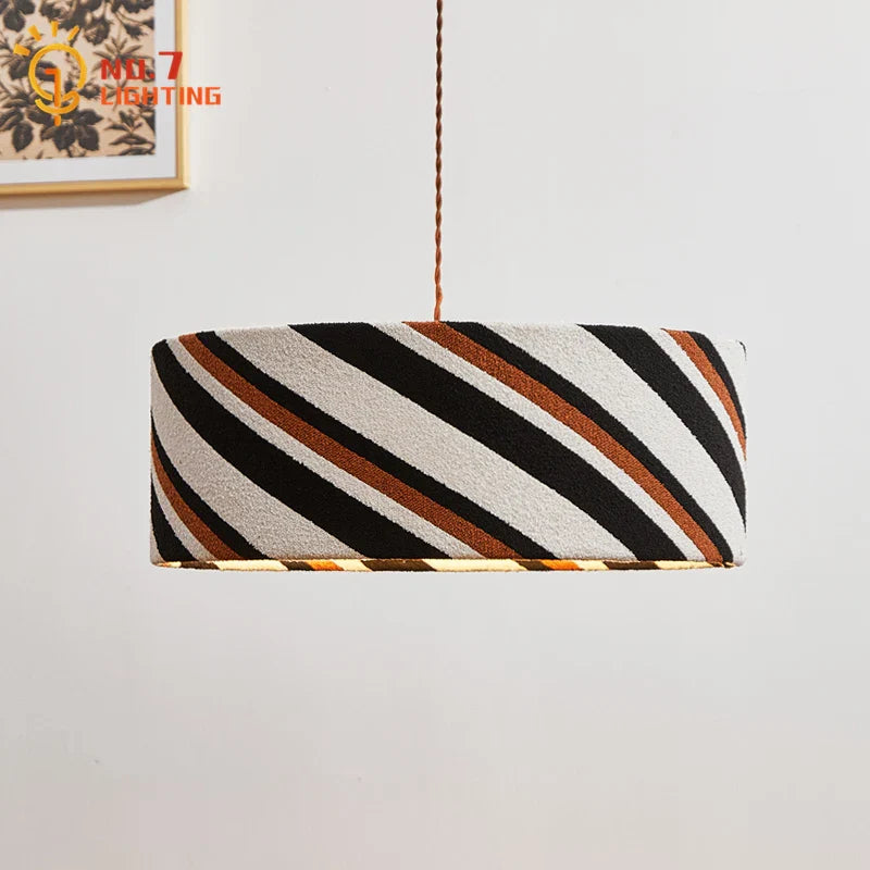 Afralia™ Vintage Fabric Art Pendant Lights LED E27 for Kitchen Living Room