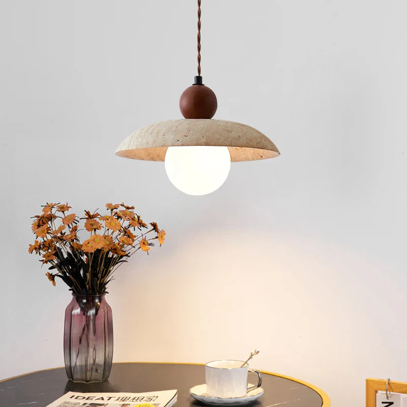 Afralia™ Yellow Hole Stone LED Pendant Light for Bedroom Dining Room Restaurant