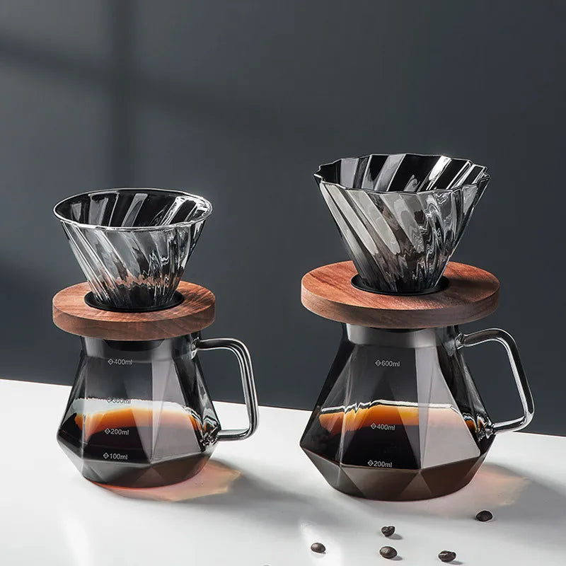 Afralia™ Diamond Glass Coffee Carafe with Reusable Filter Cup