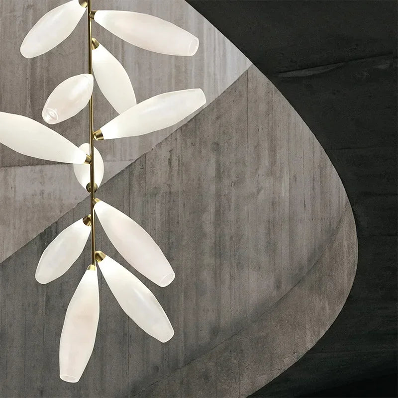 Afralia™ Oval Glass LED Chandelier for Staircase and Living Room