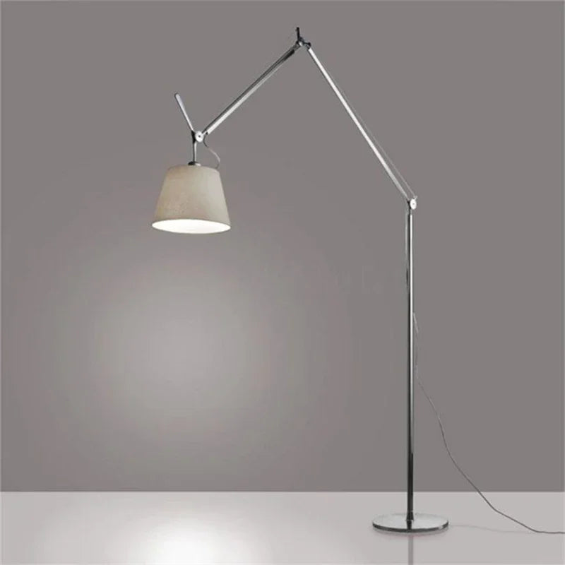 Afralia™ Modern Swivel Swingarm Floor Lamp, Folding Long Arm Metal Stand Light
